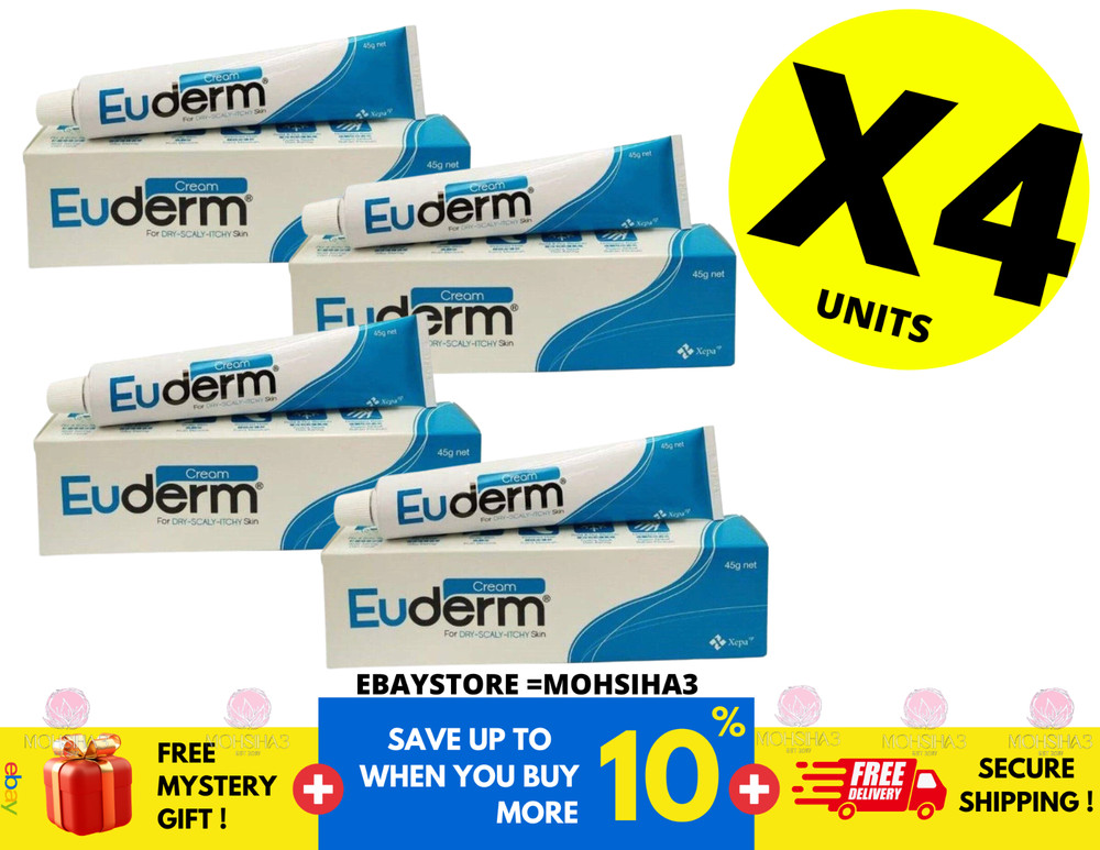 Euderm Cream 45g Relieves Dry Scaly Itchy Irritated Skin & Cracked Heel ( X 4 )