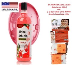 Alpha Arbutin Body Serum 500ml and 2 Kojic White Gluta PAPAYA Arbutin 7 Day Soap