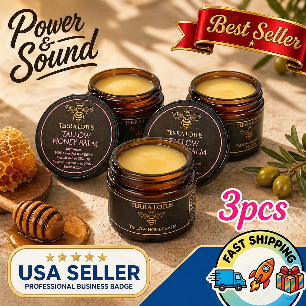3Pack Organic Grass Fed Beef Tallow Balm Raw Honey Lavender 2oz Skin Moisturizer