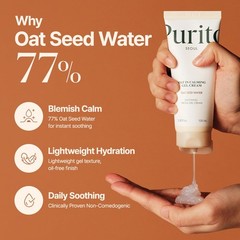PURITO Oat Calming Gel Cream | Face Moisturizer 3.4 Fl Oz (Pack of 1),