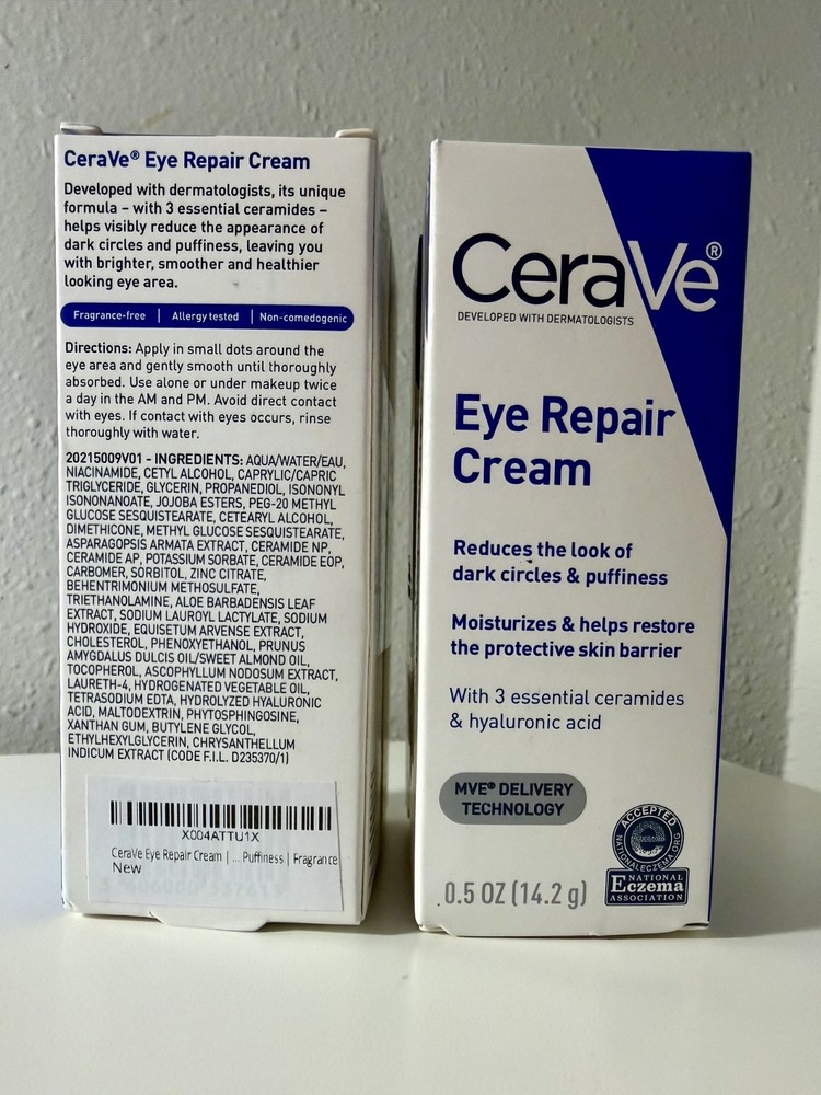 [4 PACK] CeraVe Eye Repair Cream for Dark Circles & Puffiness 0.5fl oz/14.2g