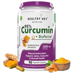HealthyHey Nutrition Curcumin with Bioperine 1310mg (Ultra Pure) – 90 N