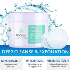 Glycolic Acid 35% Facial Exfoliating Peel Pads AHA Green Tea – 50 pads USA Stock
