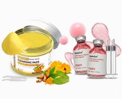 Watofun Glow Skincare Bundle Turmeric Pads & PDRN Ampoule Serum Set & Bonus Gift