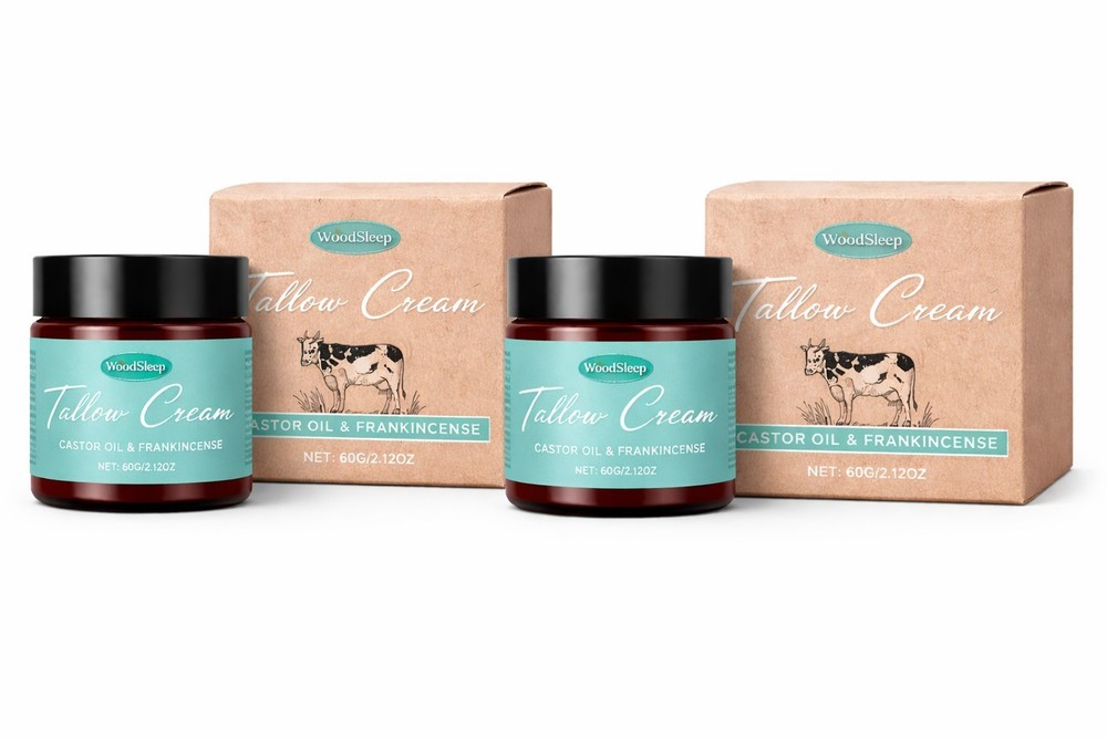 Organic Tallow Cream Castor Oil & Frankincense 60g/2.12 Oz, 2pk, by Woodsleep