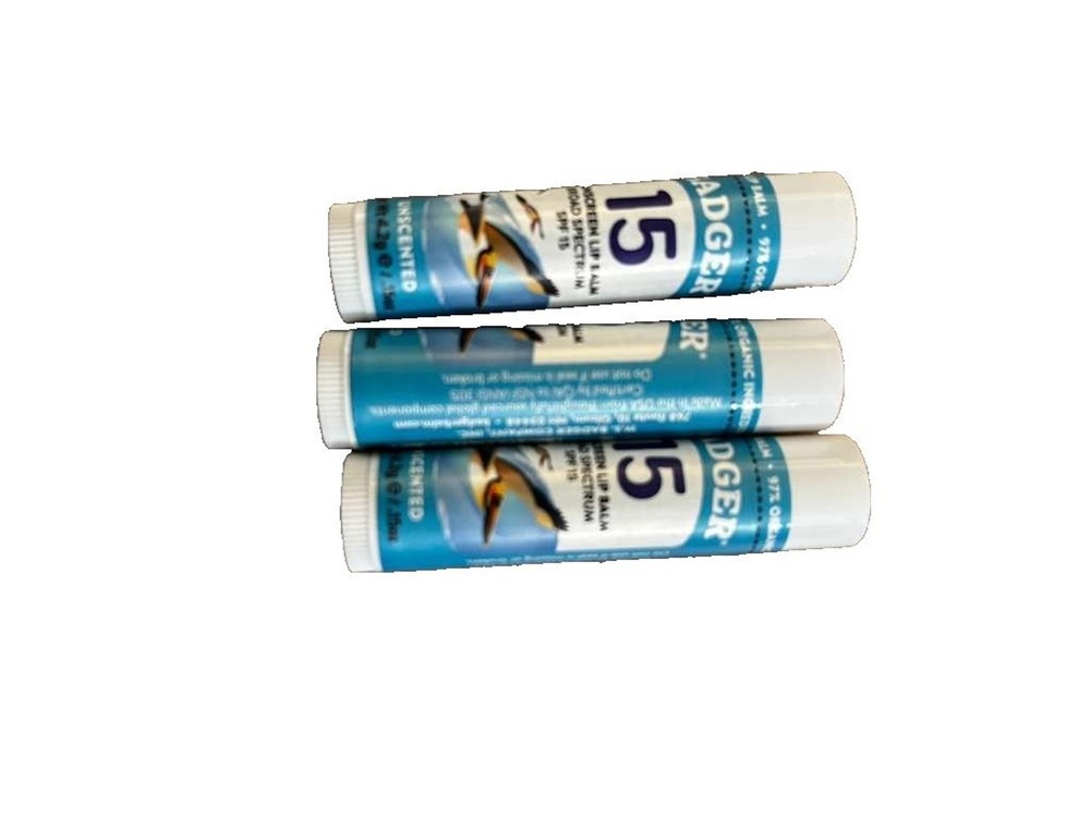 New 3 pack Badger – SPF 15 Mineral Sunscreen Lip Balm
