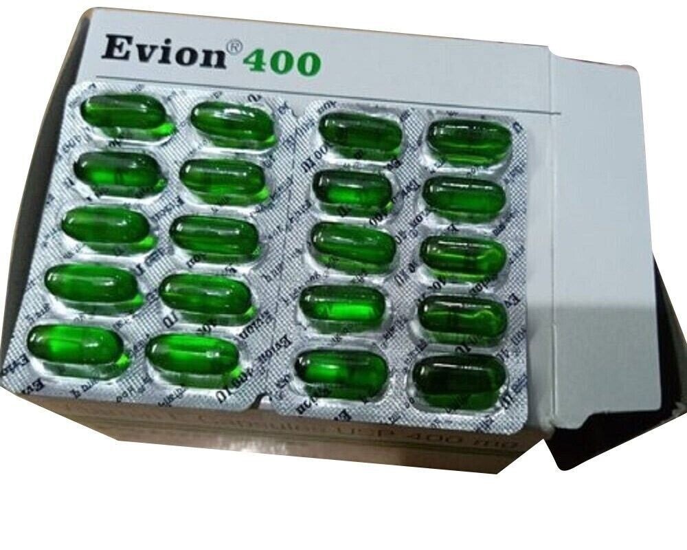 Evion 400 mg (50 Capsules) great Vitamin E For muscle Face Hair Acne Nails 2027