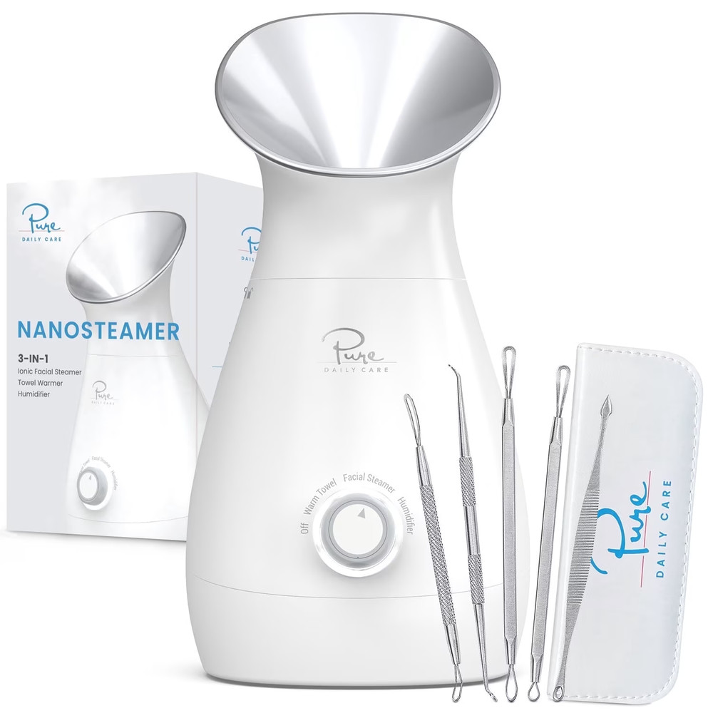 Nano Steamer 3-In-1 Ionic Facial Nano Facial Mister 5-Piece Stainless Steel Skin