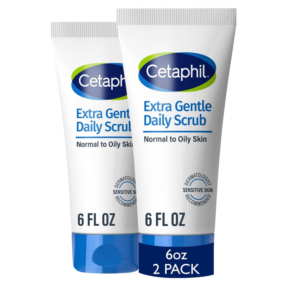 Cetaphil Exfoliating Face Wash, Extra Gentle Daily 6 Fl Oz (Pack of 2), white