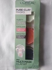 L&rsquo;Oreal Paris 3 Pure Clay Face Multi-Masks Purify Exfoliate Brighten 0.34 Oz
