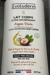 2-Pk Evoluderm ~ Argan Oil Shea Butter ULTRA NOURISHING BODY LOTION French Made