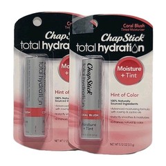 ( LOT OF 2 ) ChapStick Total Hydration Moisture + Tint CORAL BLUSH Lip Balm Tube