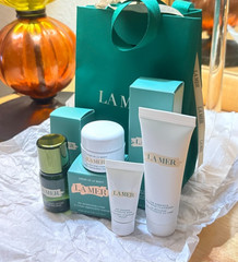 La Mer 4pc Cream, Cleanser, Mask, Lotion Travel Gift Set with Bag NIB