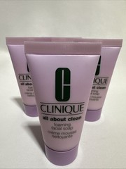 4xClinique All About Clean Foaming Facial Soap Dry Combination Skin 1 Fl.oz/30ml