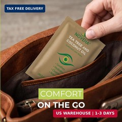 NOVEHA 180PCs Tea Tree & Coconut Oil Eyelid & Lash Wipes | For Demodex, Blephari