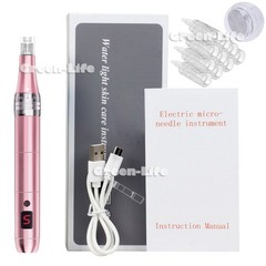USB Rechargeable Electric Nano Micro-Needling Pen Acne Removal+3D Cartridges Kit