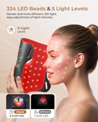 Aurphany LED Light Therapy Mask for Face and Neck – 7 Colors, 324 LEDs