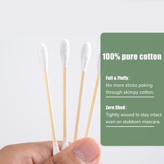 MONCOM 500 Count Double Round Thick Tips Cotton Swabs, Strong bamboo sticks | Fu