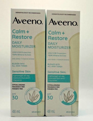 NEW! 2X! Aveeno Calm + Restore Daily Moisturiser SPF 30 1.7 fl.oz Exp 11/2025