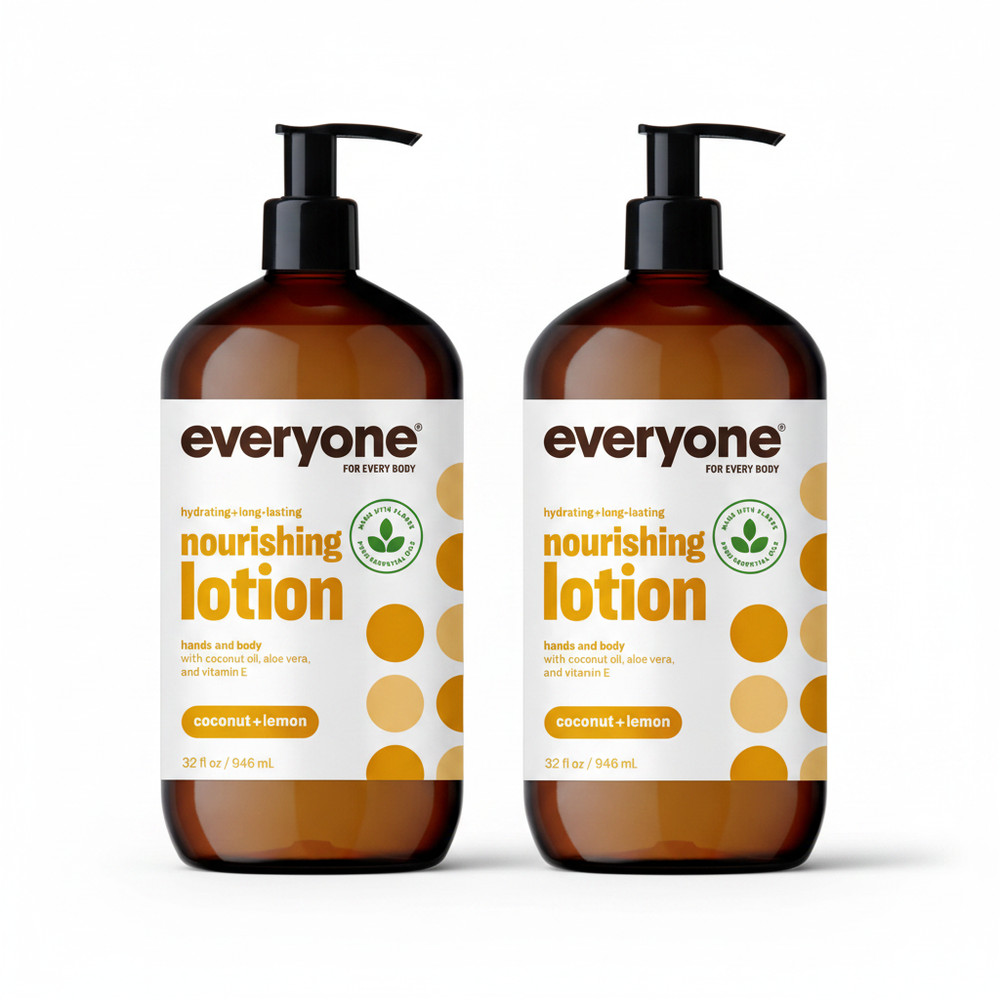 2x Everyone 2-in-1 Lotion for Hands/Body, 32 ounce (Pack of 1) Coconut and Lemon