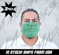 3 PCS Dual Layer Washable Face Masks (Color Green)