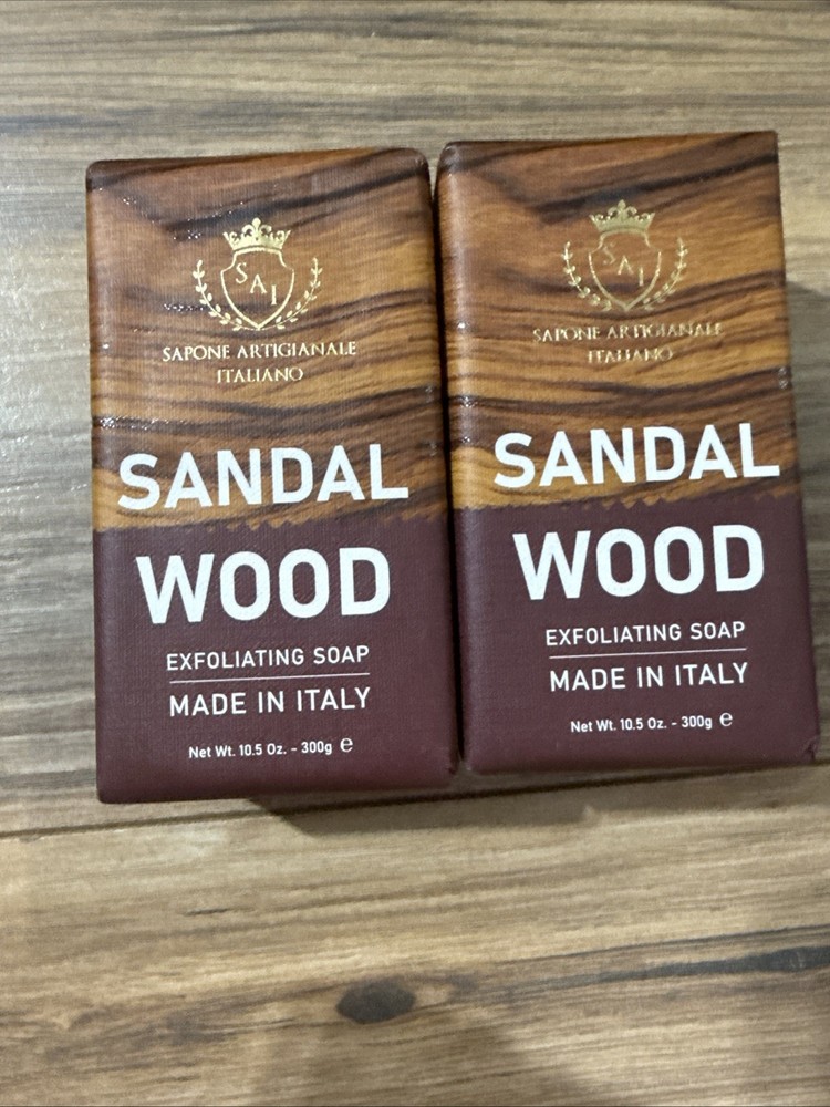 2 Pcs Sai Sapone Artigianale Sandalwood Scrub Soap Bar 10.5 Oz Nourishing Italy