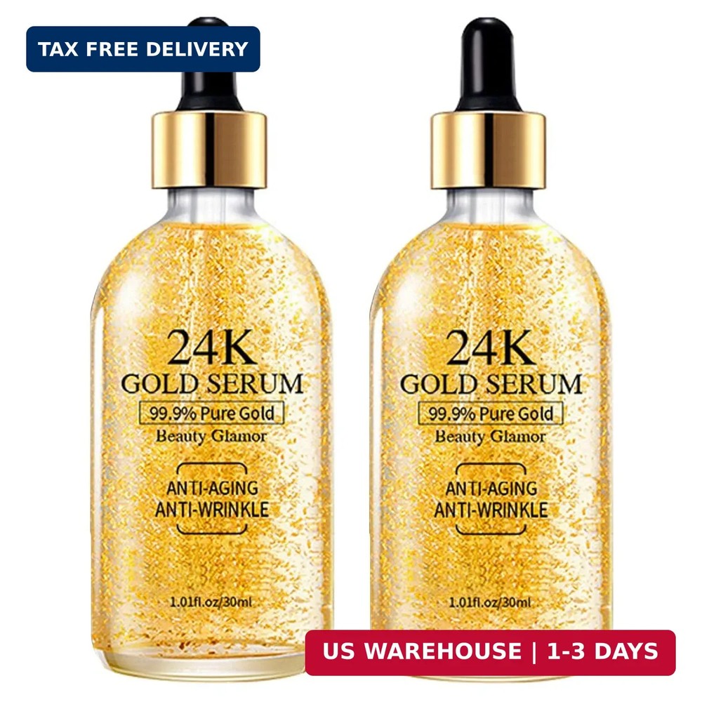 24K Gold Serum for Face, 2Pack Skin Tone Even Anti Aging Moisturizer with Vitami