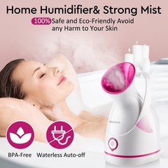 Nano Ionic Facial Steamer – Warm Mist Home SPA Humidifier for Deep Cleaning & Po
