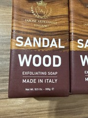 2 Pcs Sai Sapone Artigianale Sandalwood Scrub Soap Bar 10.5 Oz Nourishing Italy