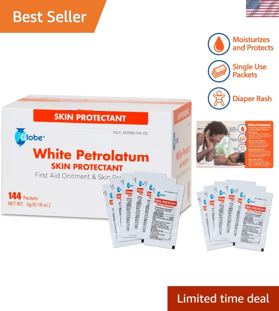 Box of 144 White Petrolatum Jelly for Dry or Cracked Skin, Soothing White Pet…