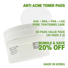 Acne Clearing Toner Pads AHA BHA PHA LHA Exfoliating Pore Care 60 Pads