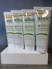 Lot Of 4 Alba Botanica Acne Dote Face & Body Scrub Oil-Free 8 oz