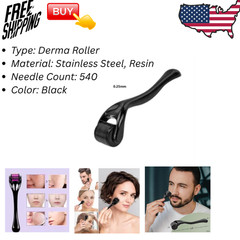540 Needle Derma Roller Stainless Steel Skincare Roller Tool Black