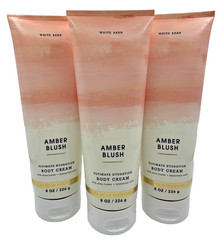 NEW Bath & Body Works Lot of 3 Tubes White Barn Amber Blush Body Cream 8 oz