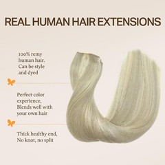 Wire Hair Extensions 20 Inch 110g Remy Human Adjustable Ash Blonde DOORES Line