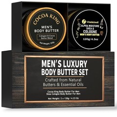Men&rsquo;s Body Butter Set of 2 – Shea & Cocoa Moisturizer, Hydrating Skin Care