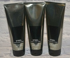3 BATH & BODY WORKS STEEL ULTRA SHEA BODY CREAM LOTION MEN&rsquo;S COLLECTION 8 OZ EA.