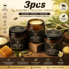 3PCS Terra Lotus Organic Beef Tallow Balm Raw Honey Citrus Moisturizing Cream