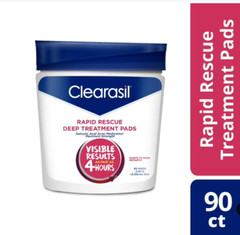 Clearasil Salicylic Acid Rapid Rescue Deep Treatment Acne Pads, 90 count