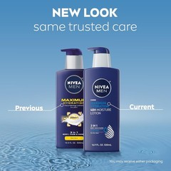 MEN Maximum Hydration 3-in-1 Body Lotion with Aloe Vera, for Dry Skin, 16.9 Oz