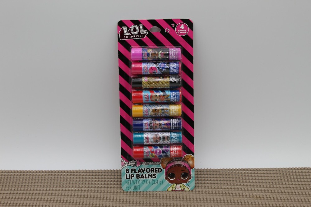 LOL 8 Flavored Lip Balms Includes 4 Unknown Flavors, NEW