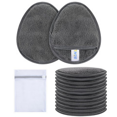 Reusable Makeup Remover Pads Grey 12 Pack Microfiber Facial Cleansing Cloths