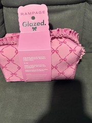 Rampage Glazed Lip Care Gift Set Pink Cosmetic Bag Black Cherry Scrub Mask