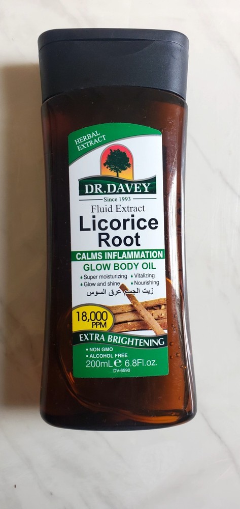 Dr Davey Licorice Root Glow Body Oil, 200ml, Non-GMO, Alcohol-Free, Extra Bright