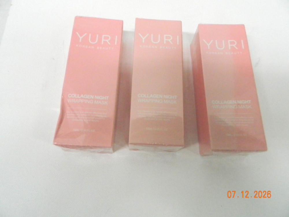 YURI Collagen Night Wrapping Mask Korean 2.53 fl oz (3 Boxes) EXP 1-2029