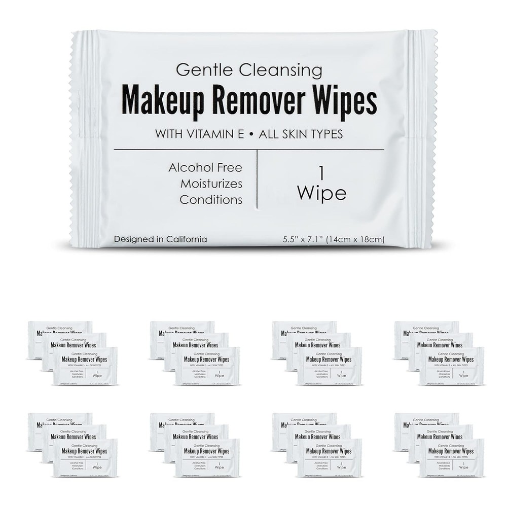 Bulk Makeup Remover Wipes | 50 Count | Individually Wrapped, Gentle Cleansing, A