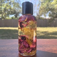 Body Oil with Vitamin E & A, Organic Calendula & Roses Body Oil for Dry Skin.