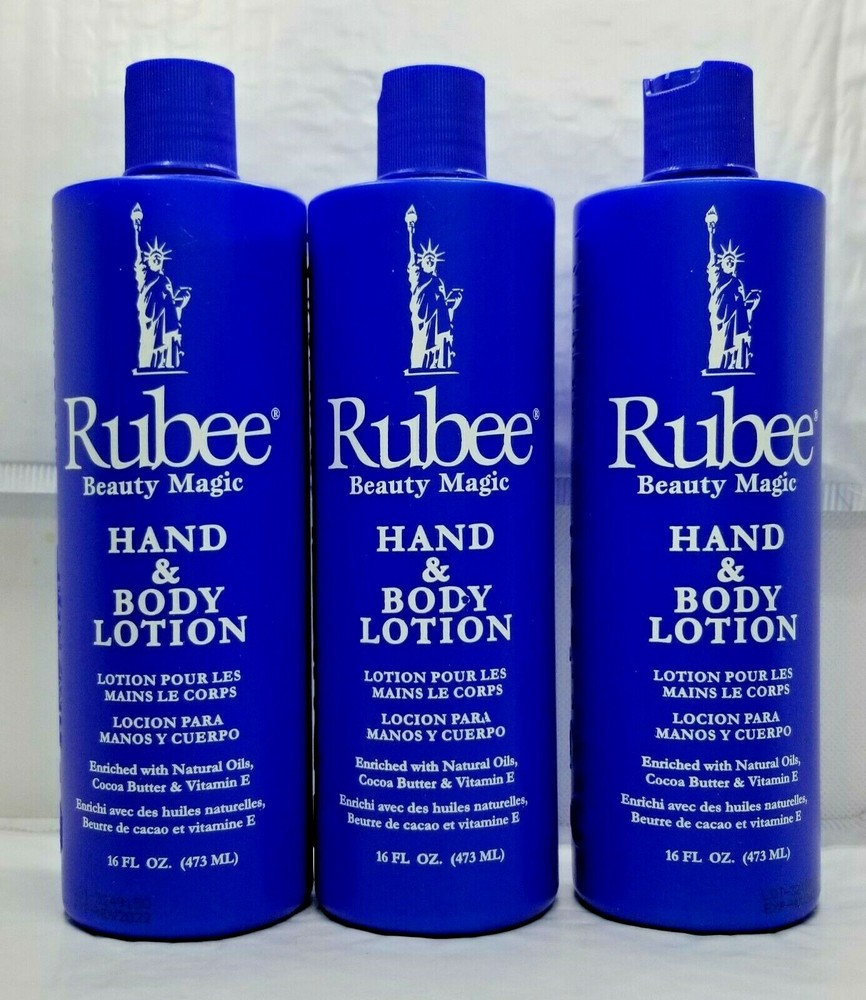 LOT OF 3-RUBEE BEAUTY MAGIC HAND & BODY LOTION 16oz EACH