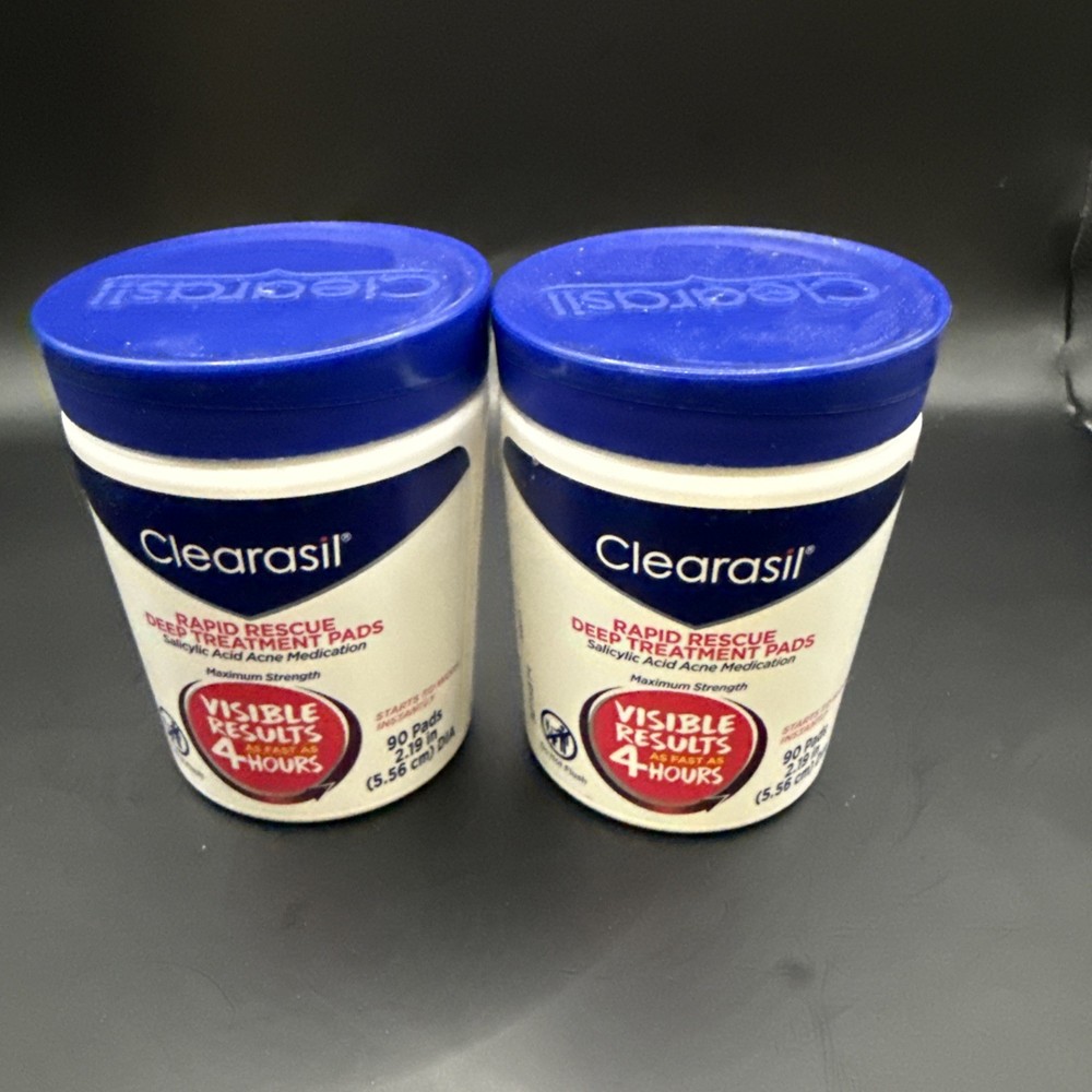 2 Clearasil Salicylic Acid Rapid Rescue Deep Treatment Acne Pads, 90 count Each