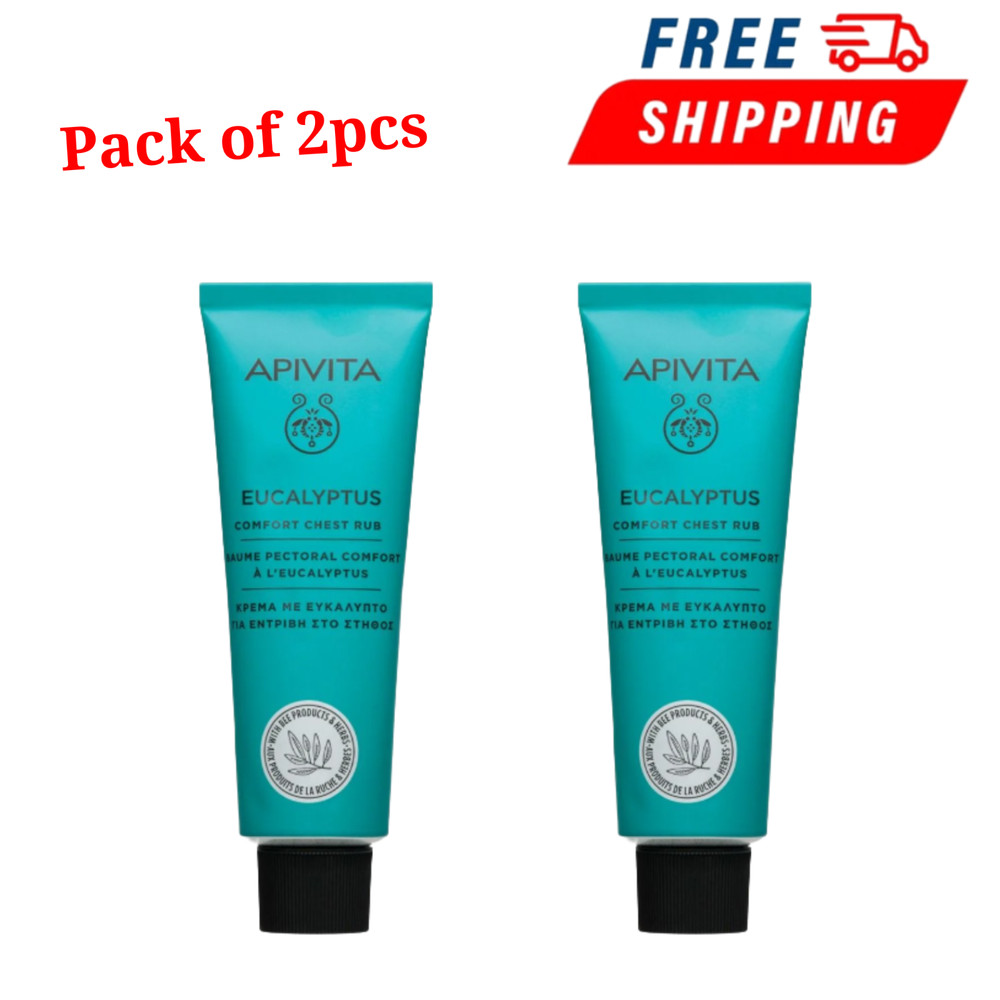 APIVITA Natural Remedies Soothing Eucalyptus Massage Body Cream Chest Balm2x50ml